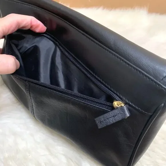 CABIN CREEK Soft Black Leather Vintage Flap Clutch Purse - Picture 5 of 15